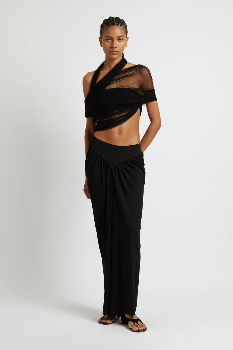 VEILED WRAP TOP BLACK - CHRISTOPHER ESBER