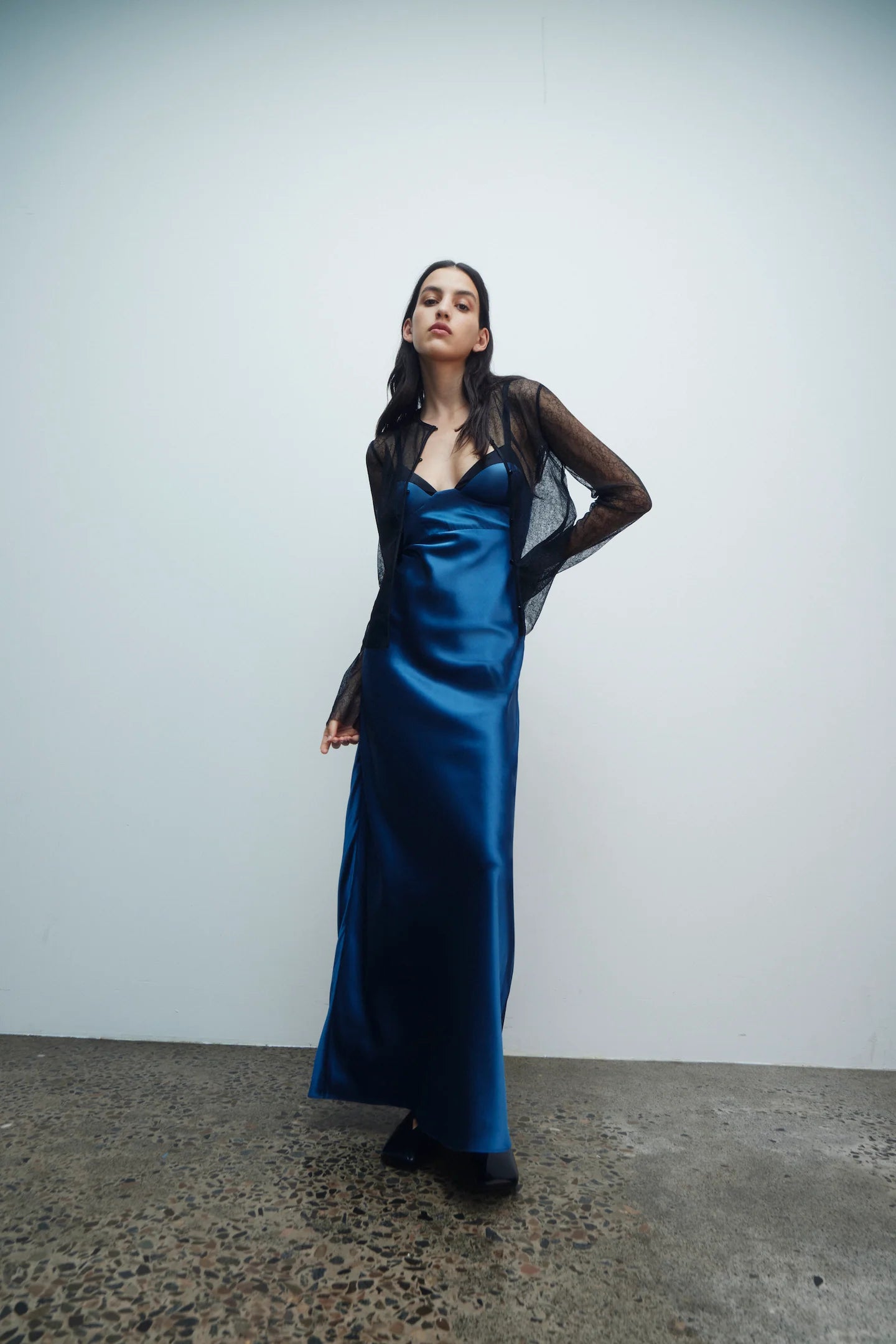 DEPECHE BALCONETTE GOWN DARK BLUE