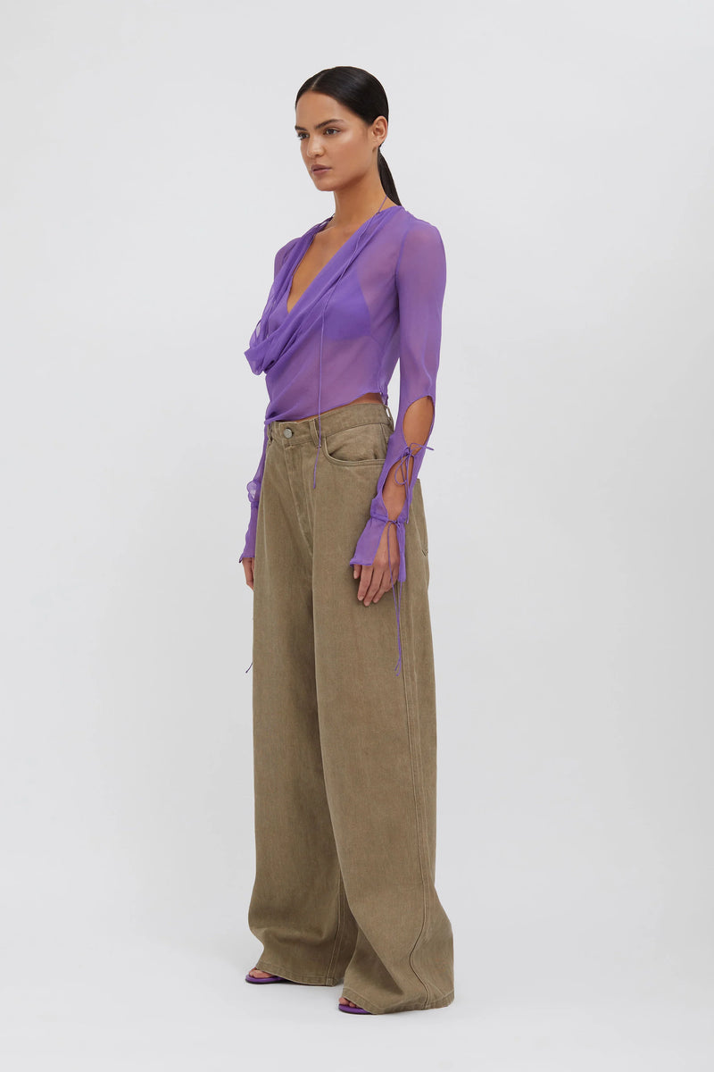 OVERSIZED DROP JEANS OLIVE - CHRISTOPHER ESBER