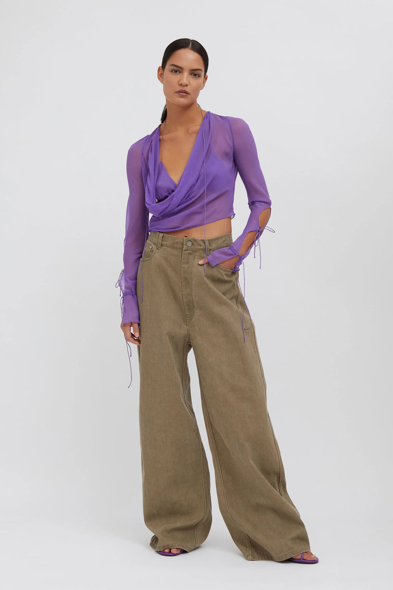 OVERSIZED DROP JEANS OLIVE - CHRISTOPHER ESBER