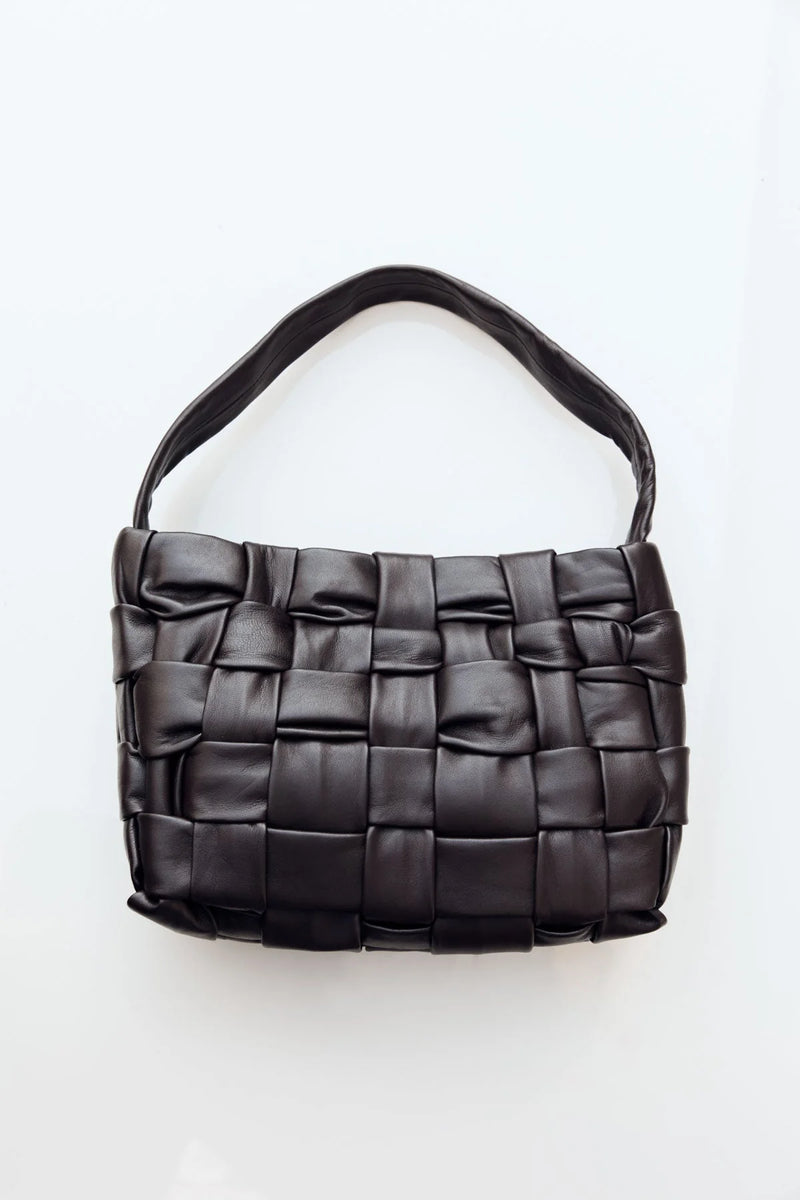 TEXTURED MINI WOVEN TOTE CHOCOLATE - ST.AGNI