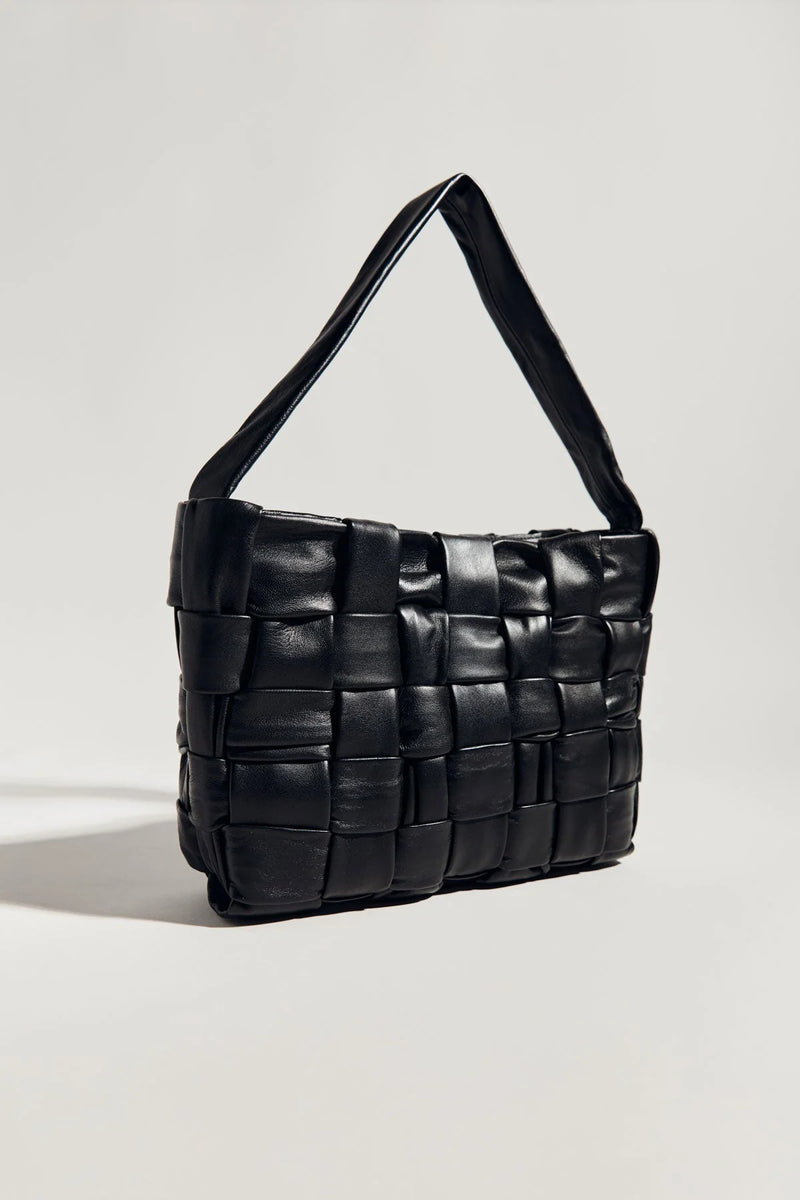 TEXTURED MINI WOVEN TOTE BLACK - ST.AGNI