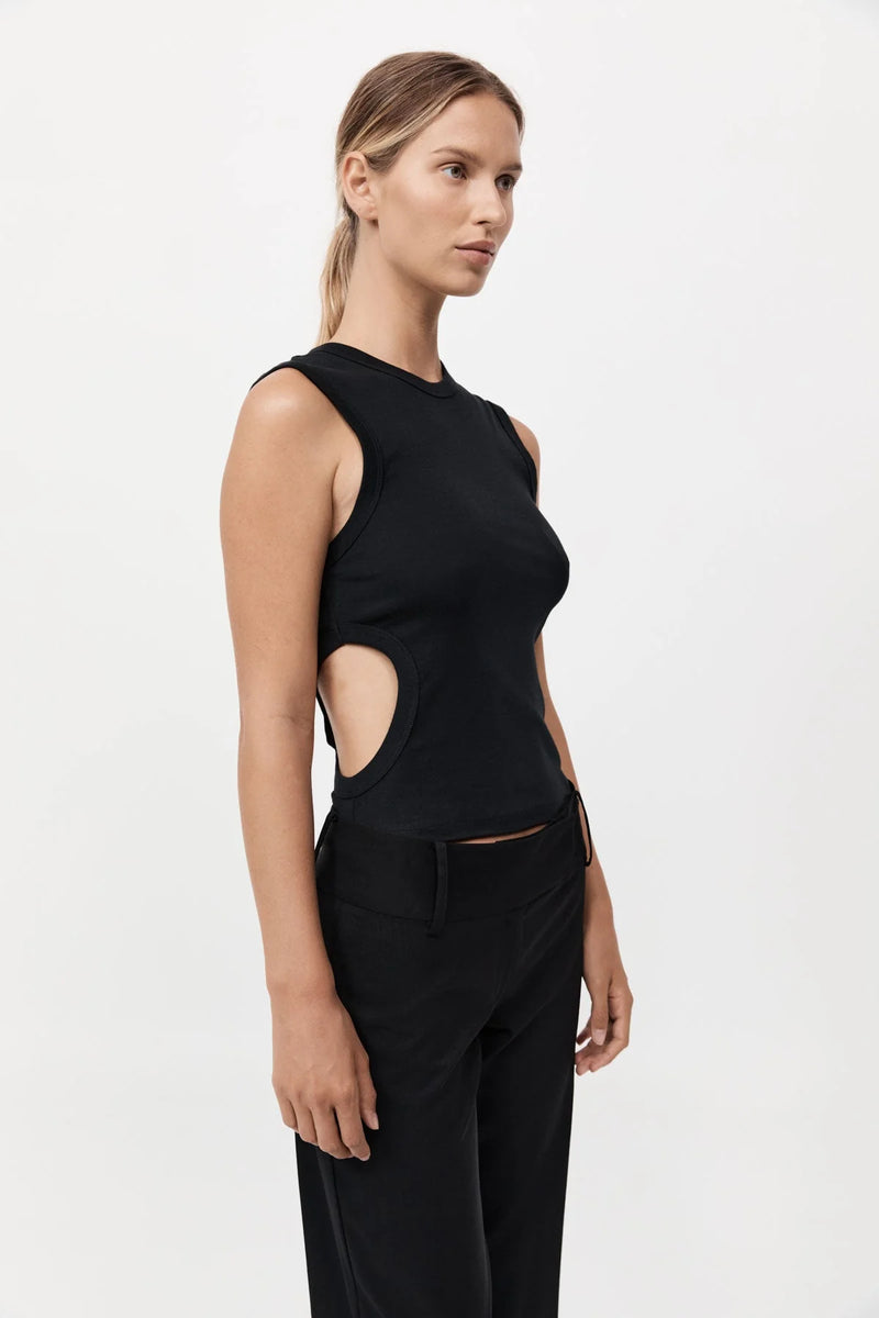 ORGANIC COTTON CUT OUT TANK BLACK - ST.AGNI