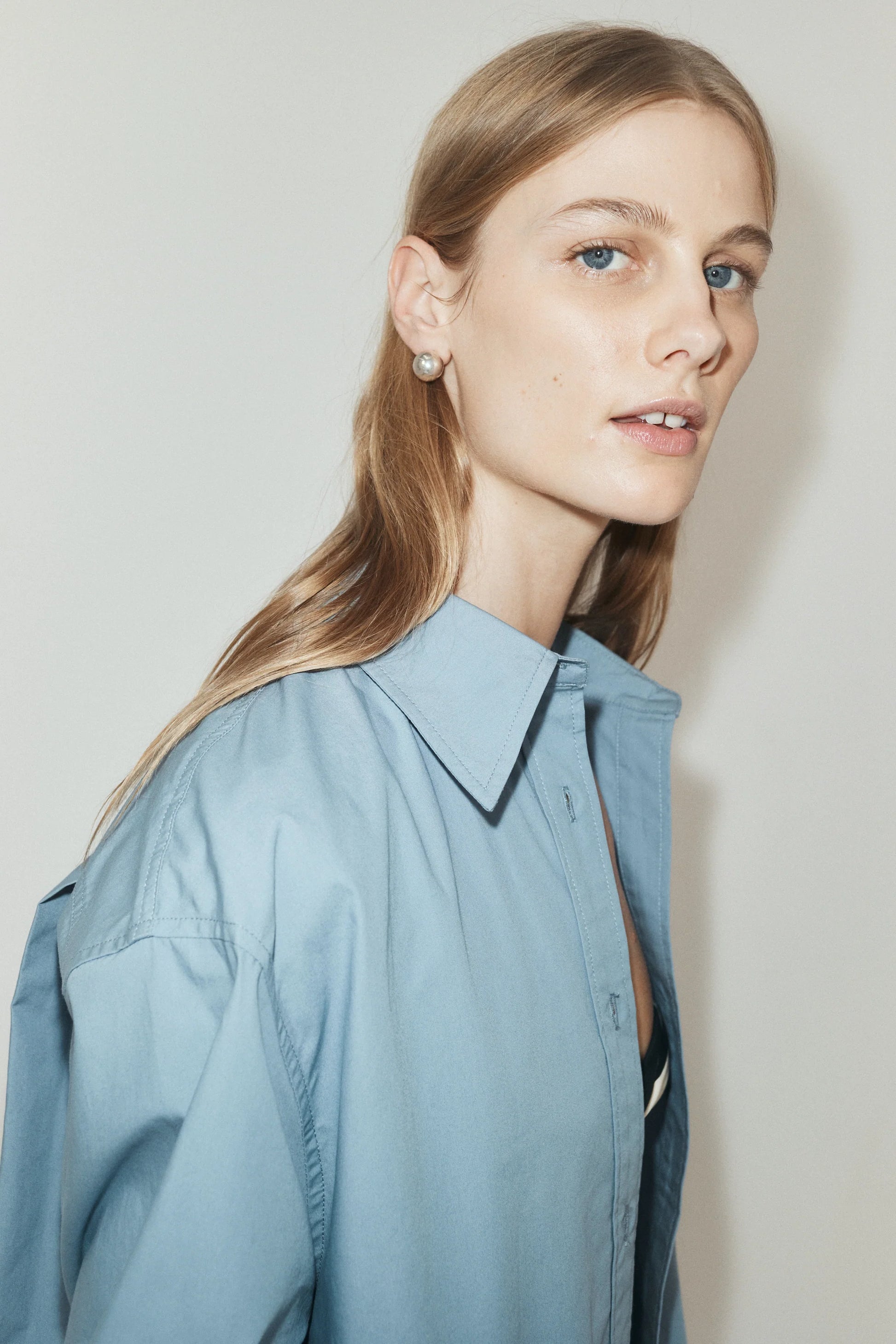 OVERSIZED COTTON SHIRT STEEL BLUE