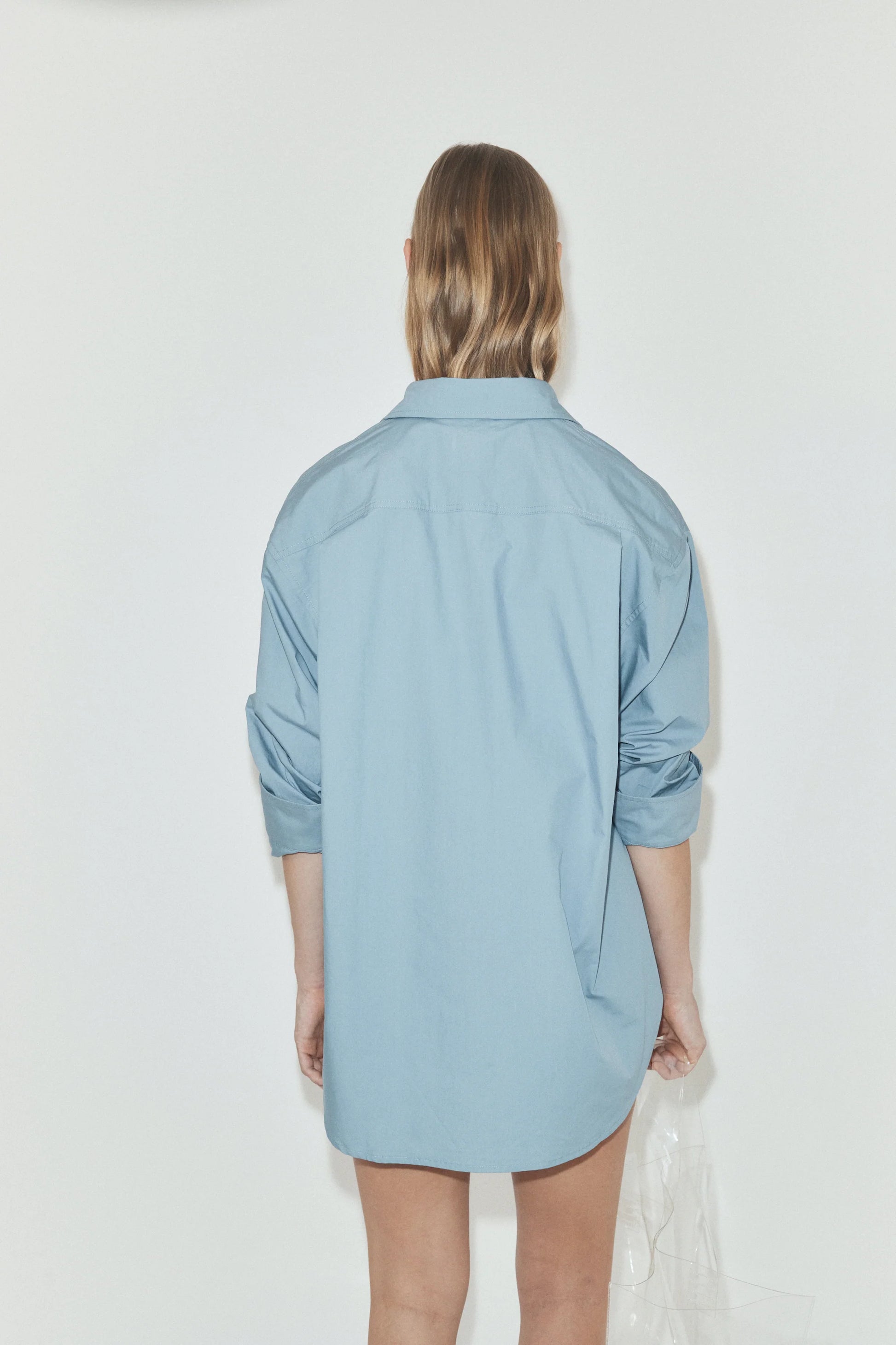 OVERSIZED COTTON SHIRT STEEL BLUE