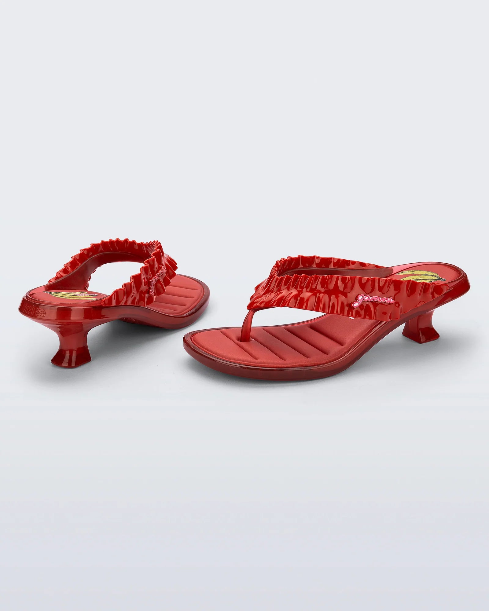 MELISSA X GANNI THONG KITTEN HEEL RED