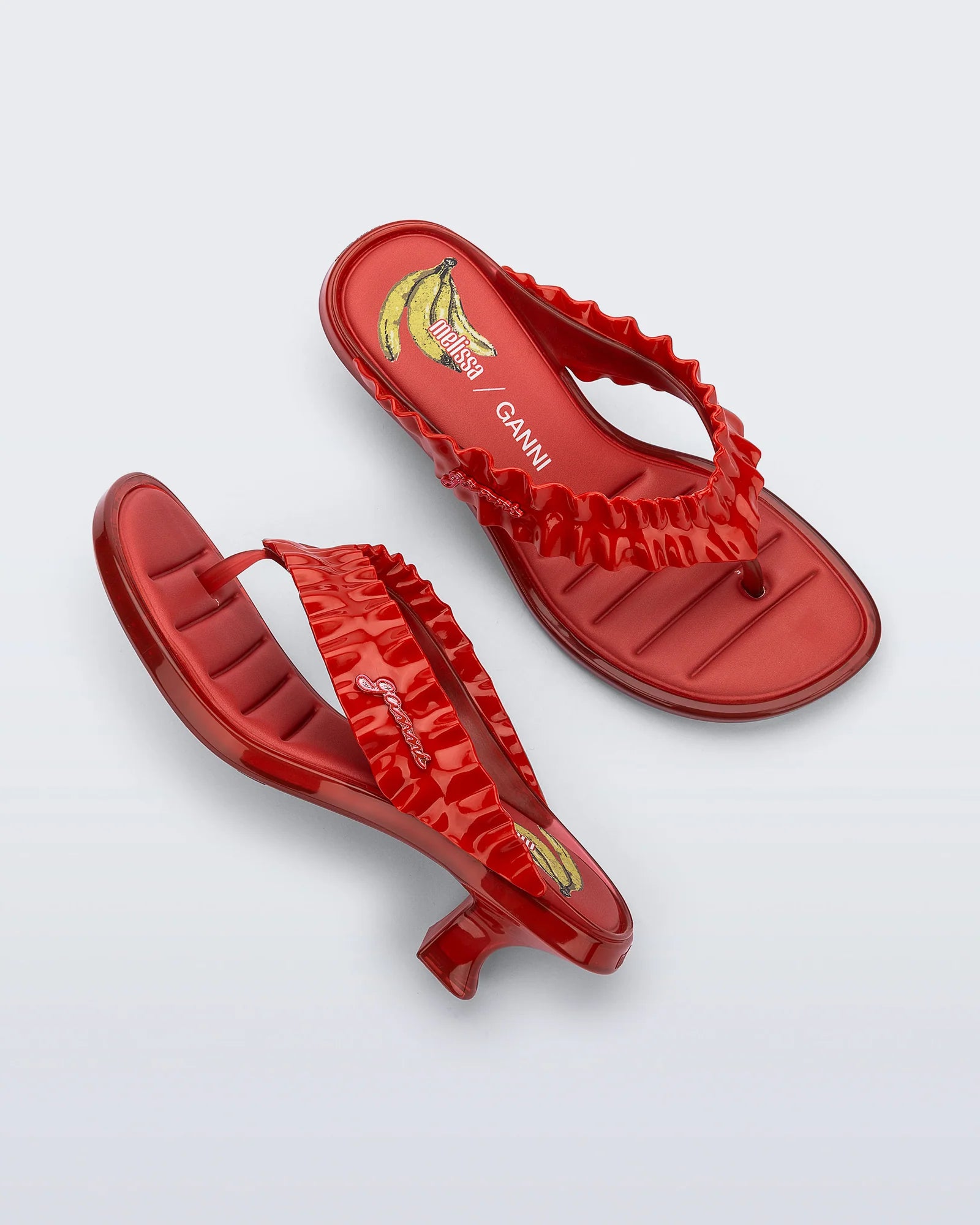 MELISSA X GANNI THONG KITTEN HEEL RED