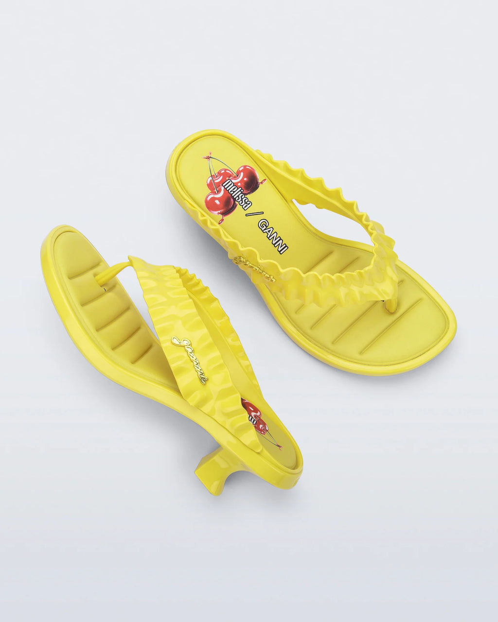 MELISSA X GANNI THONG KITTEN HEEL YELLOW