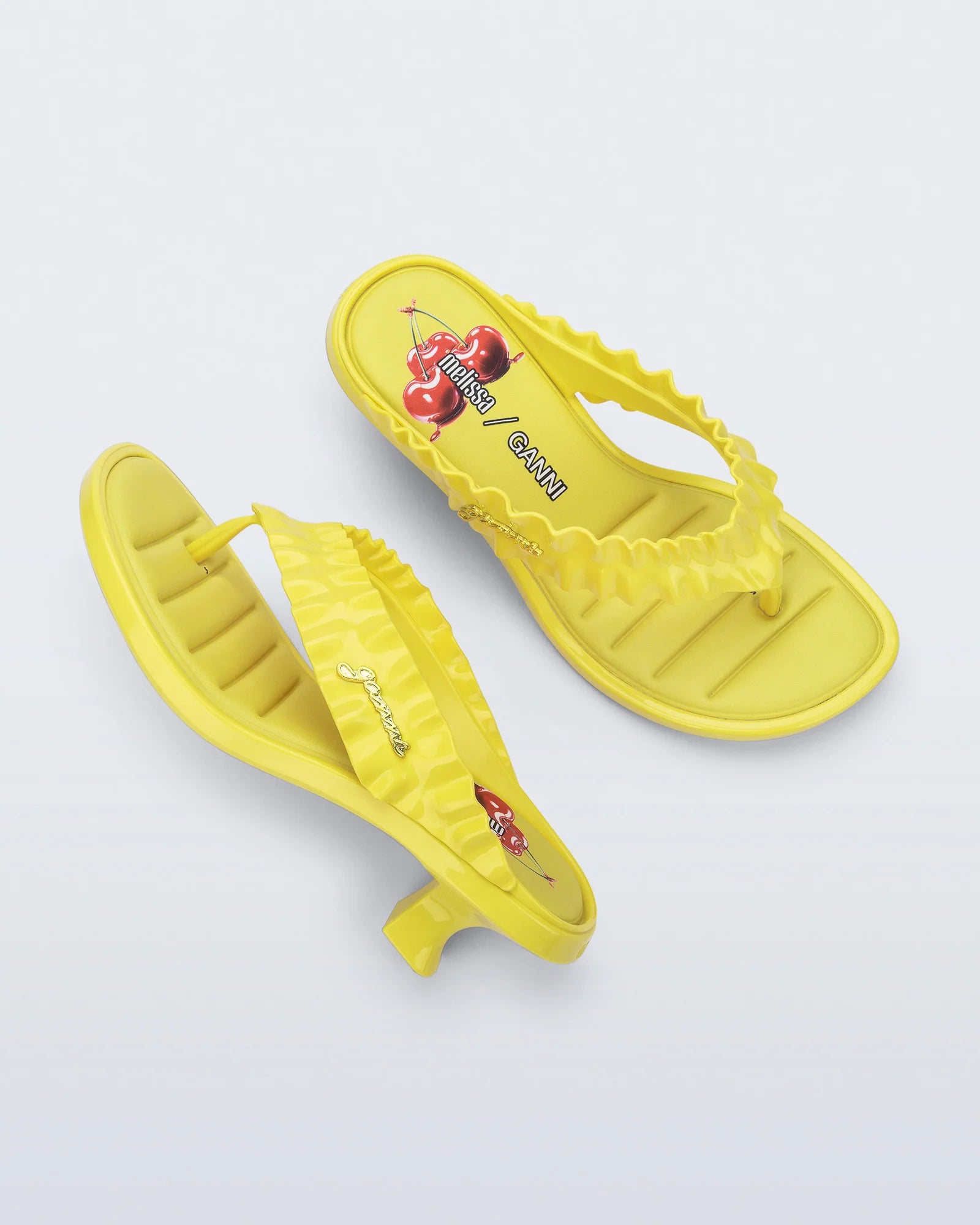 MELISSA X GANNI THONG KITTEN HEEL YELLOW
