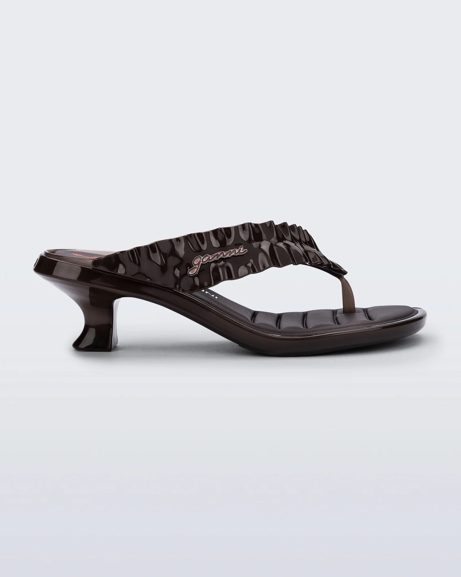 MELISSA X GANNI THONG KITTEN HEEL BROWN