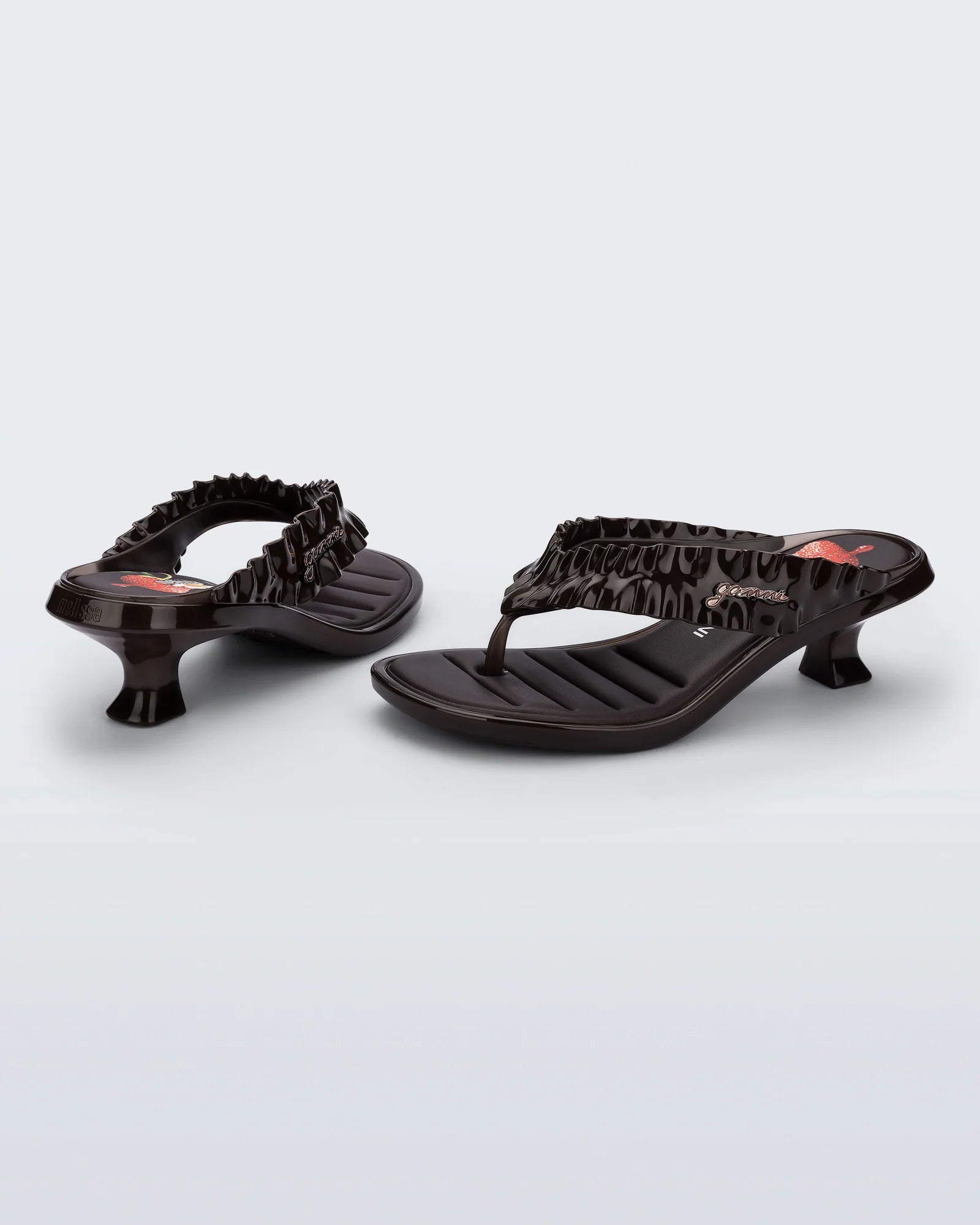 MELISSA X GANNI THONG KITTEN HEEL BROWN
