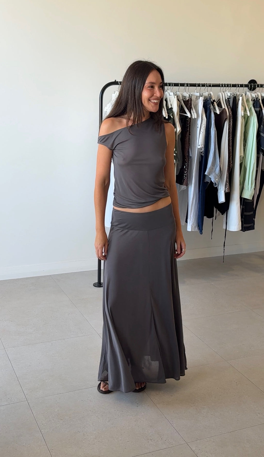 FLUID JERSEY SKIRT SOOT