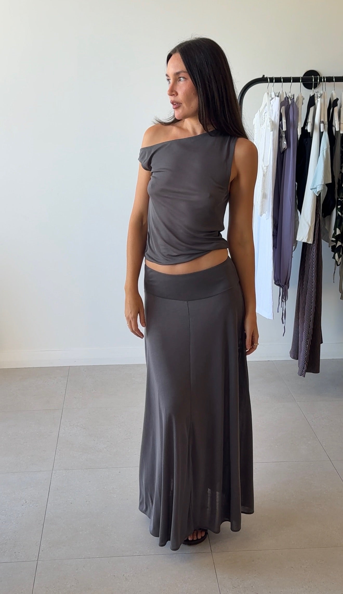 FLUID JERSEY SKIRT SOOT