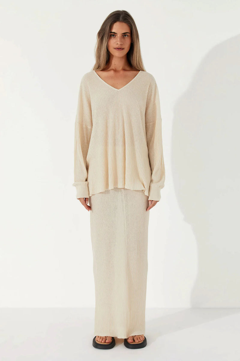 STONE ORGANIC LINEN BLEND KNIT TOP - ZULU + ZEPHYR