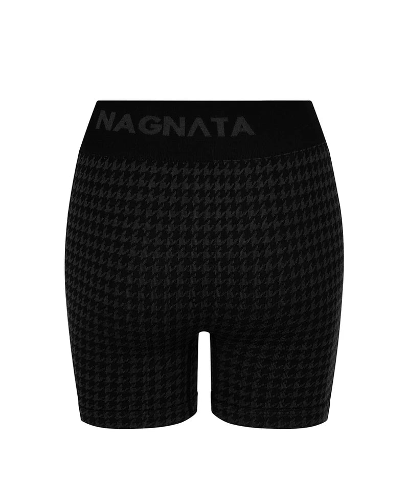 HOUNDSTOOTH WOOL MINI SHORT BLACK