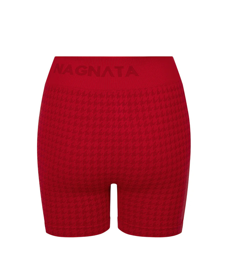 HOUNDSTOOTH WOOL MINI SHORT CRIMSON
