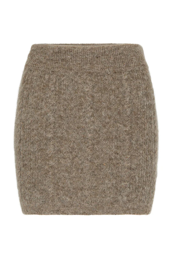 CABLE KNIT WOOL SKIRT FAWN - NAGNATA