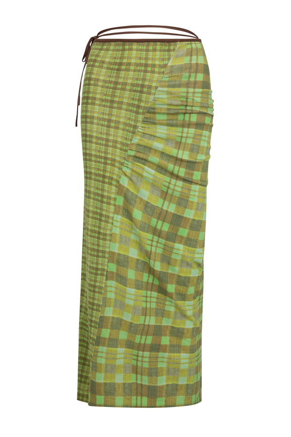 ISOLA CHECK WRAP SKIRT MATCHA - NAGNATA