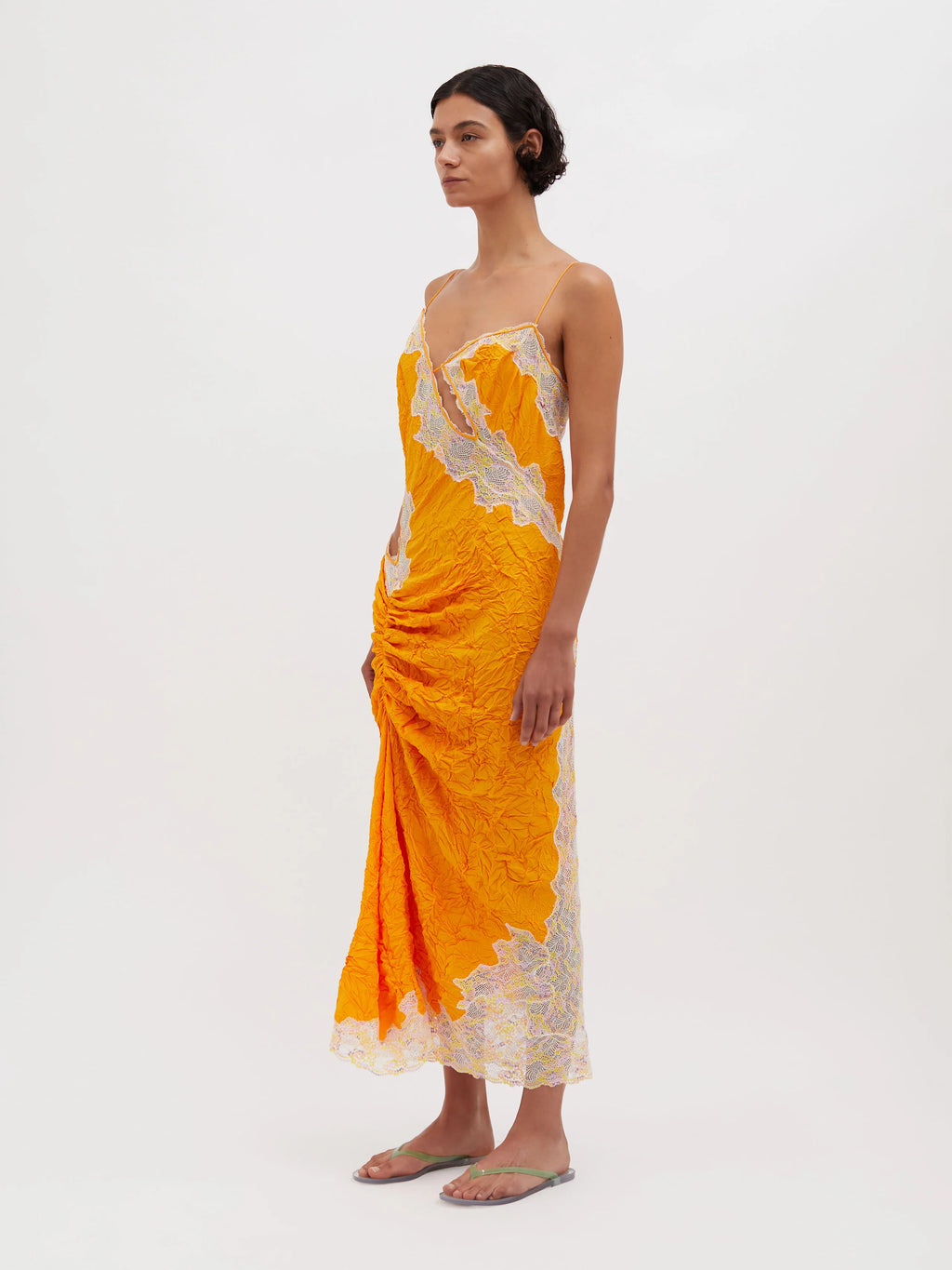 CRIMPED LACE CAMI DRESS VALENCIA/MULTI