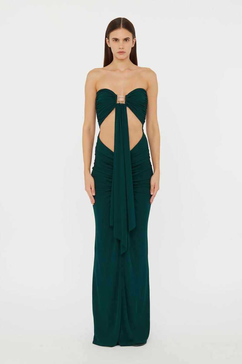 BEZEL QUARTZ DISCONNECT DRESS EVERGREEN - CHRISTOPHER ESBER
