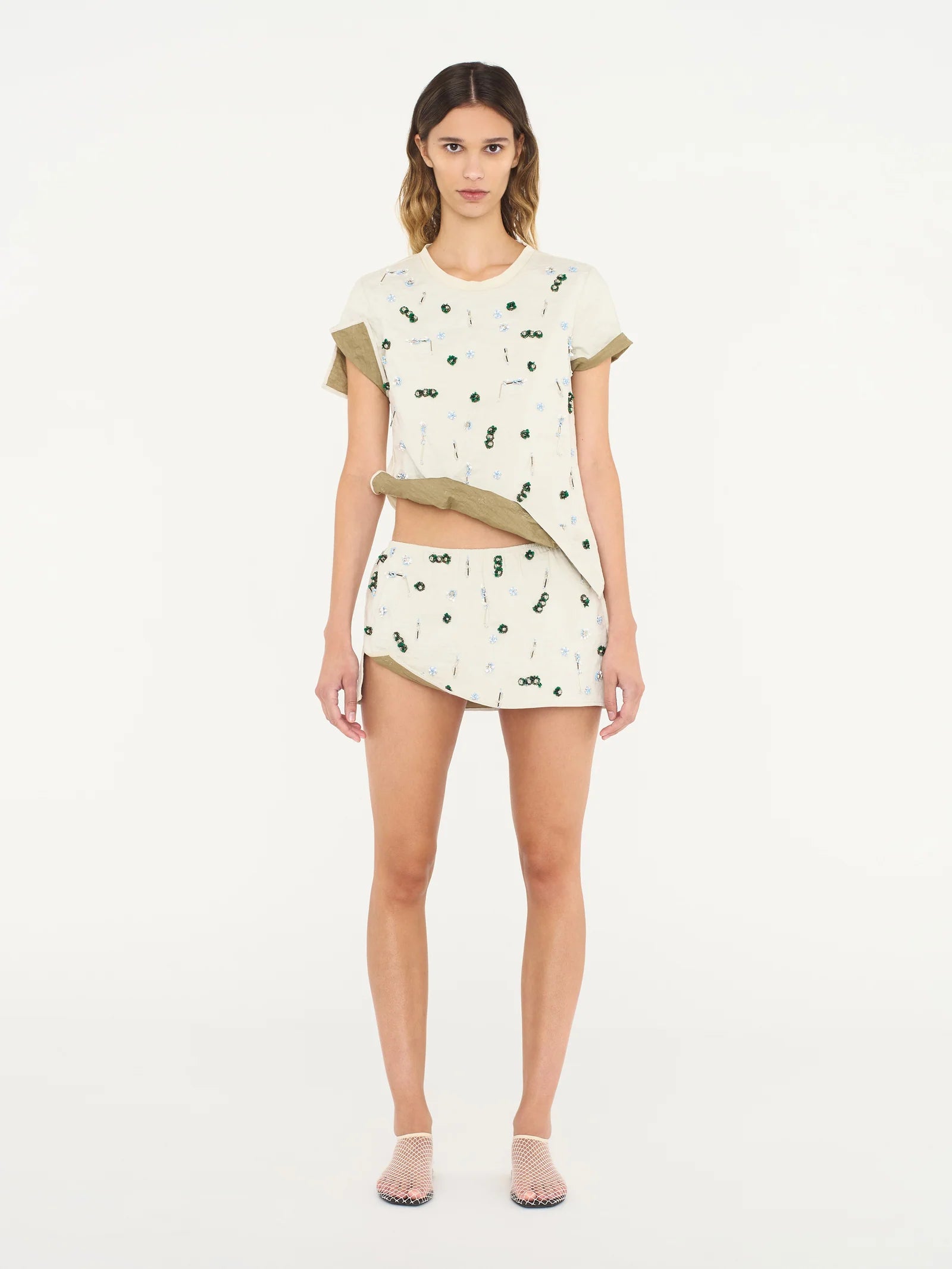 EMBLA BEADED CRUSHED TEE PUTTY/MULTI