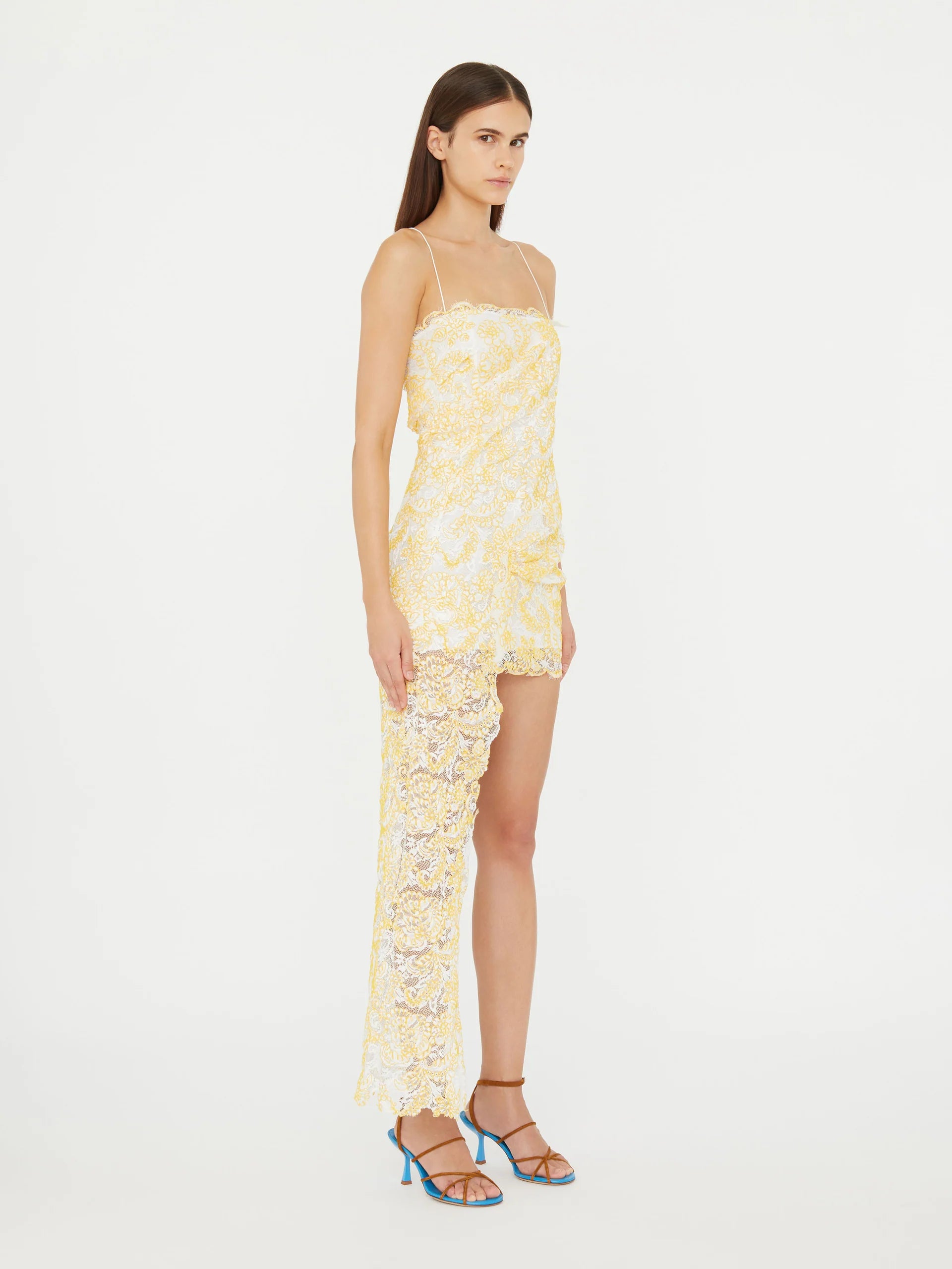 FLOATING LACE CAMI MINI DRESS SIGNAL YELLOW
