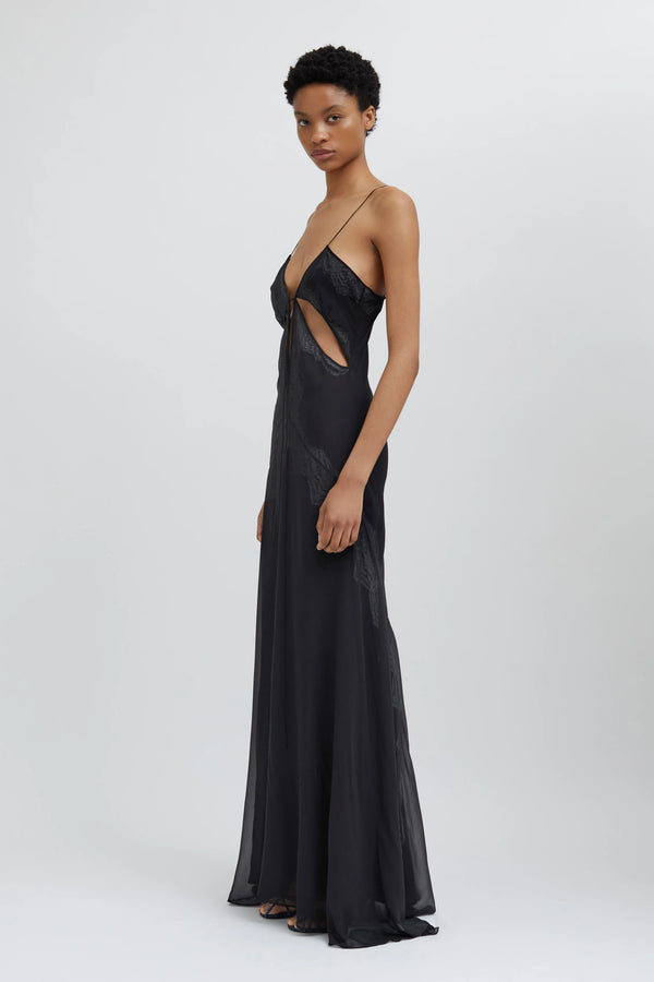 ENCASED LACE CAMI TANK GOWN BLACK/WHITE - CHRISTOPHER ESBER