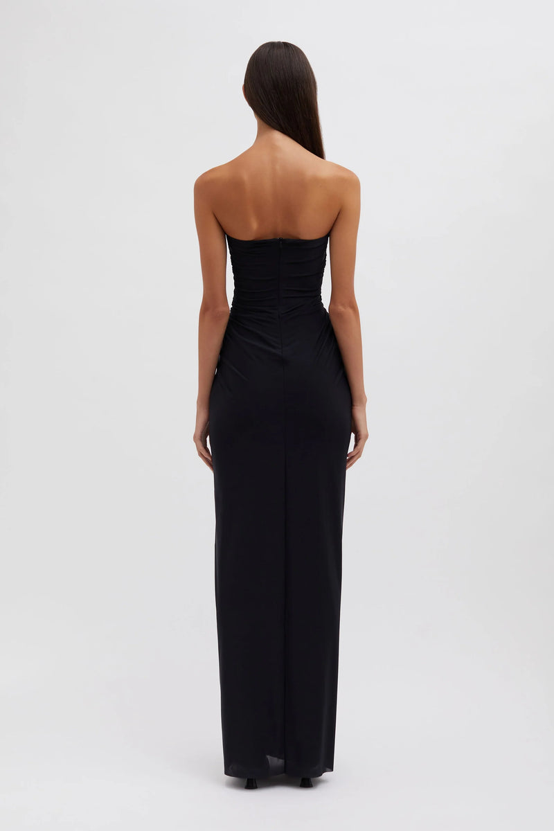 PLUNGE STRAPLESS COLUMN DRESS BLACK - CHRISTOPHER ESBER