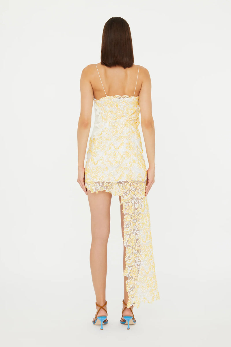 FLOATING LACE CAMI MINI DRESS SIGNAL YELLOW - CHRISTOPHER ESBER