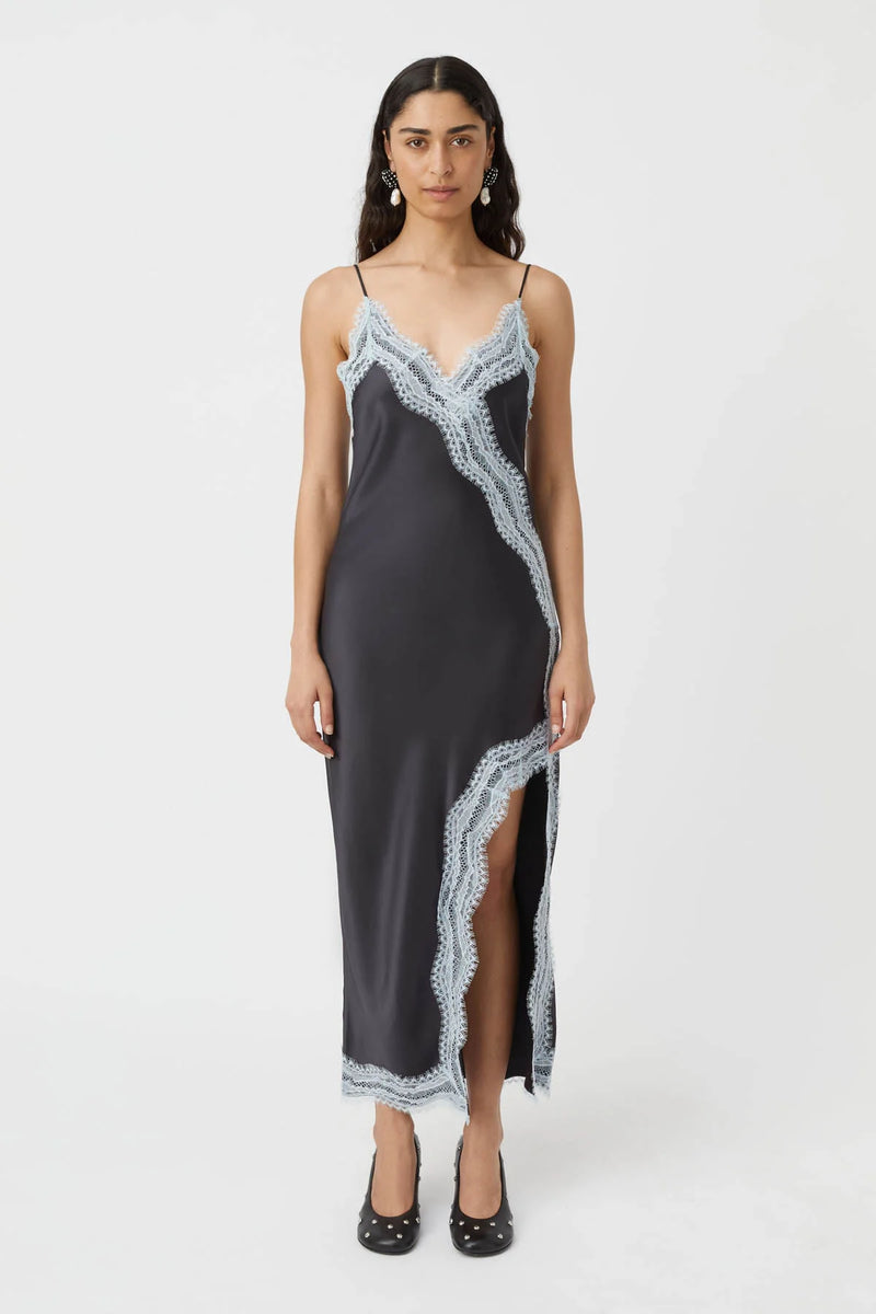 NILAS DRESS CHARCOAL/ICE BLUE - C+M