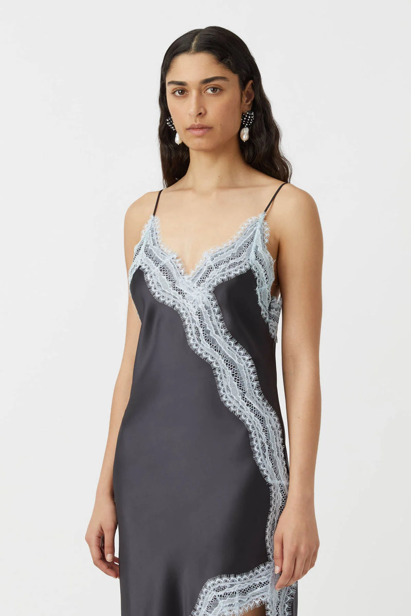 NILAS DRESS CHARCOAL/ICE BLUE - C+M