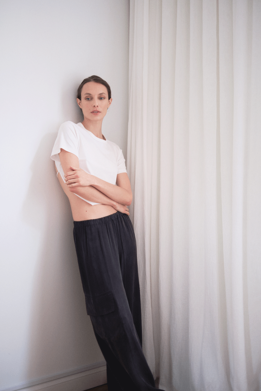 DRAWSTRING CARGO PANT WASHED BLACK