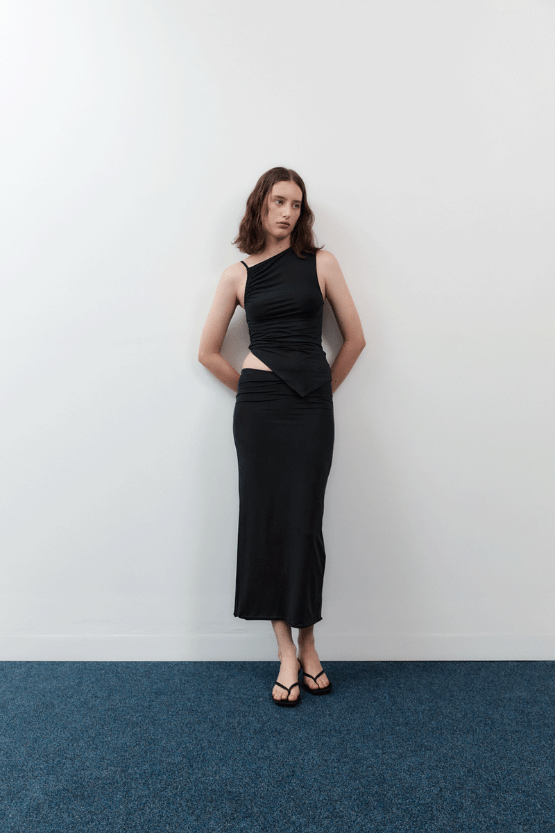 MIDI SKIRT BLACK - DEL VILLAR