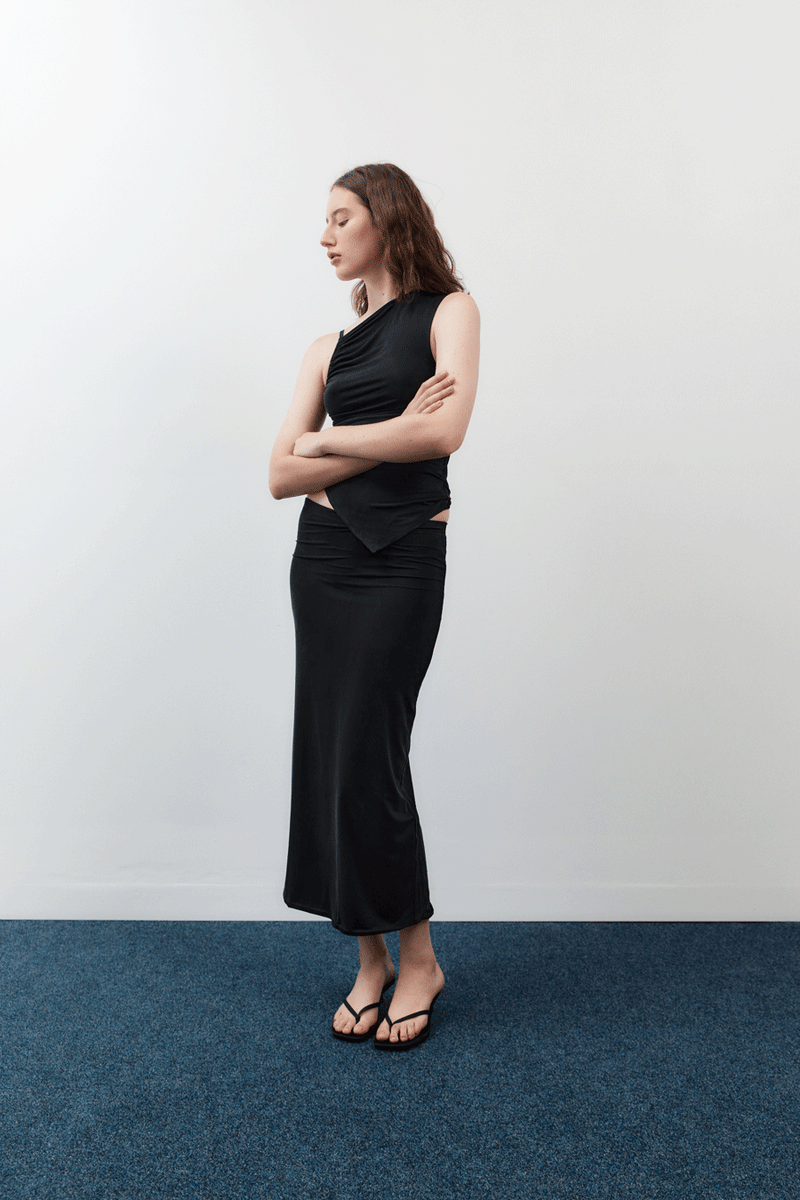 MIDI SKIRT BLACK - DEL VILLAR