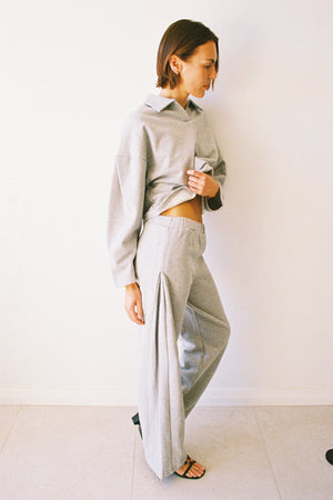 SIDE PLEAT PANT GREY MARLE