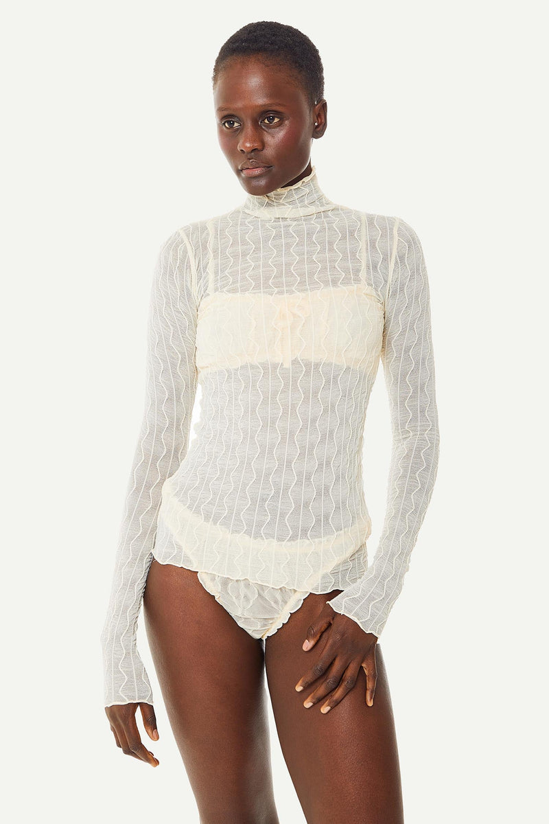 ROSS MOCK NECK TOP CREAM - SECOND SKIN