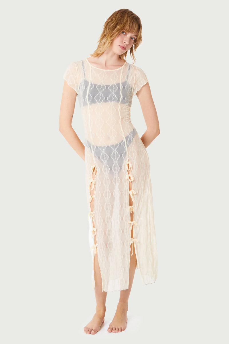 MARIPOSA LACE MIDI DRESS CLOUD - SECOND SKIN