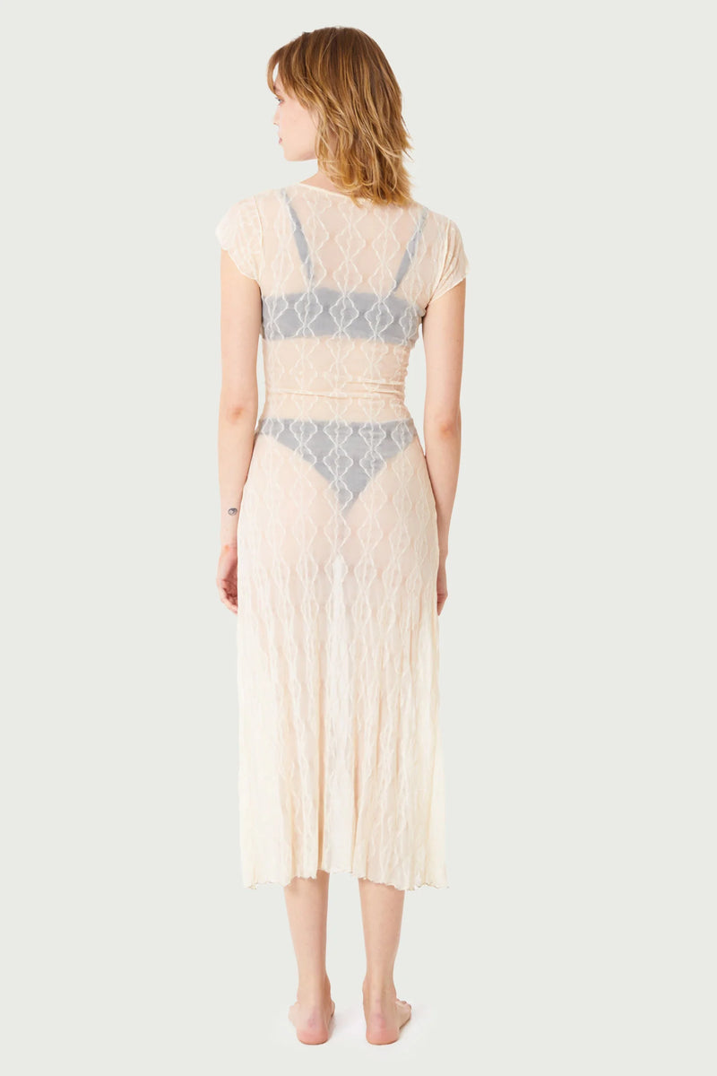 MARIPOSA LACE MIDI DRESS CLOUD - SECOND SKIN