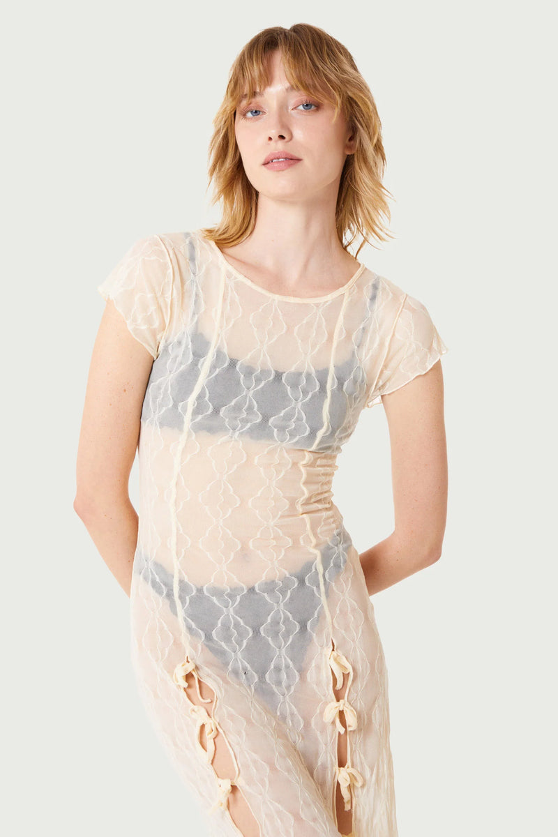 MARIPOSA LACE MIDI DRESS CLOUD - SECOND SKIN