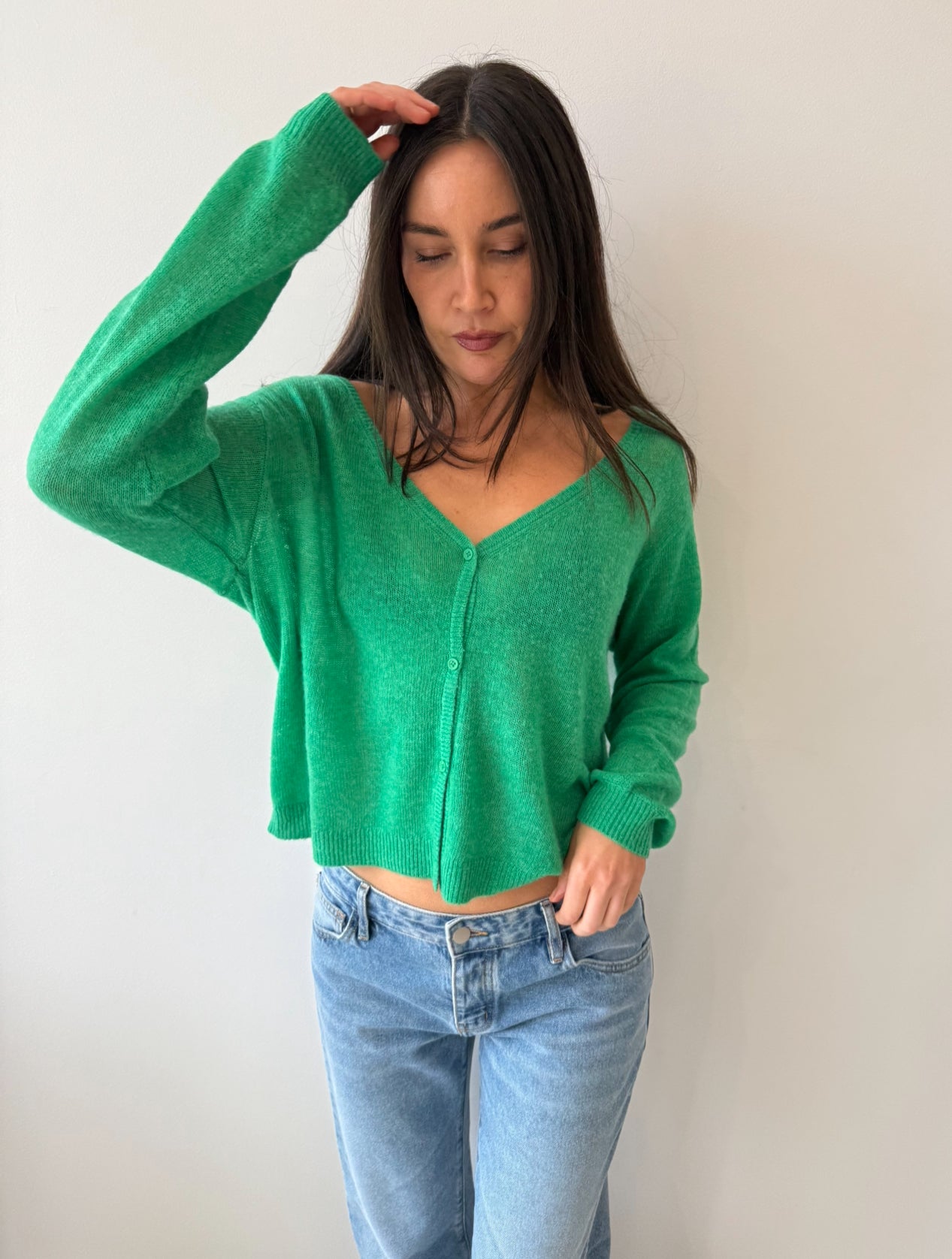 CARDIGAN GREEN MELANGE