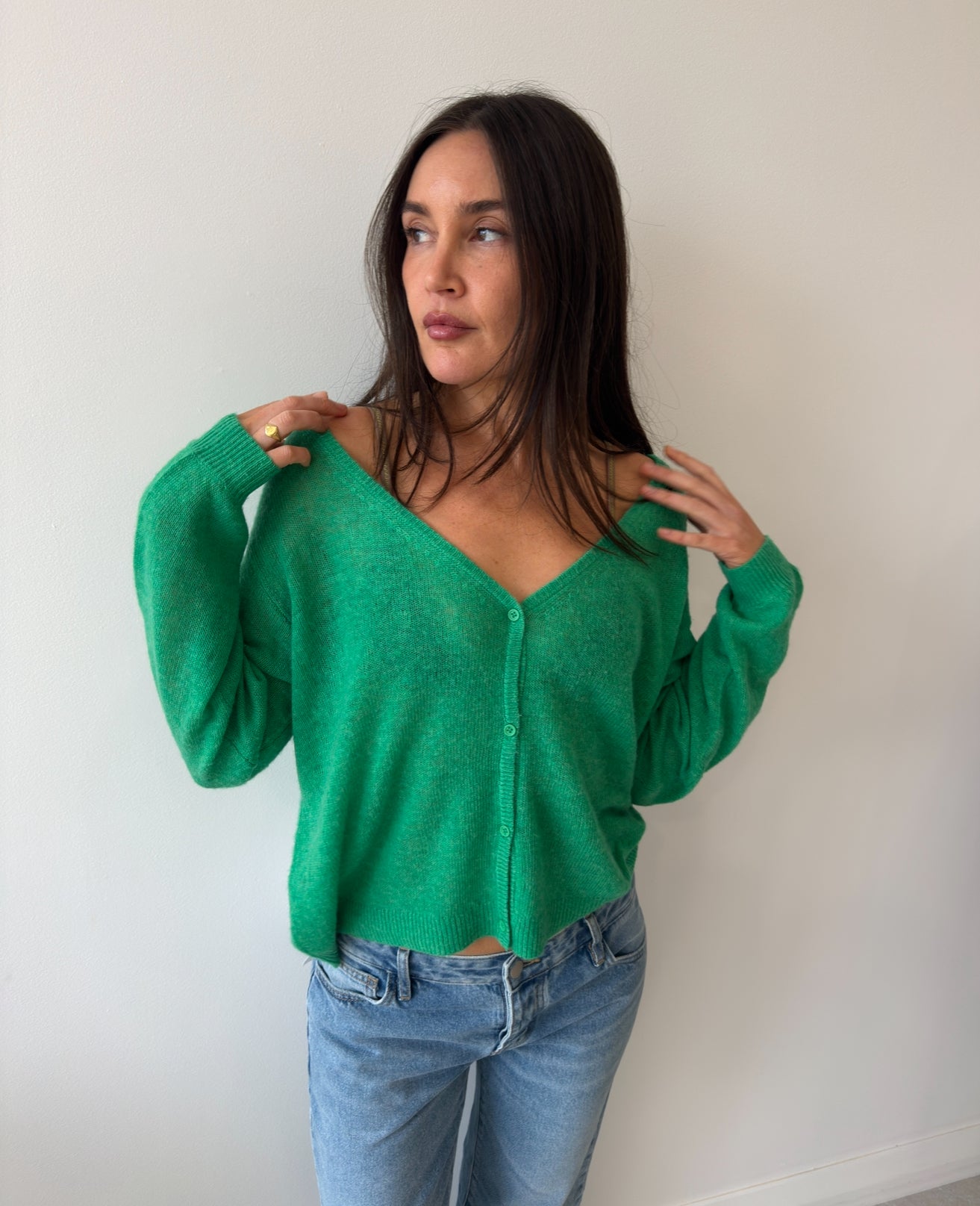 CARDIGAN GREEN MELANGE