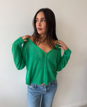 CARDIGAN GREEN MELANGE