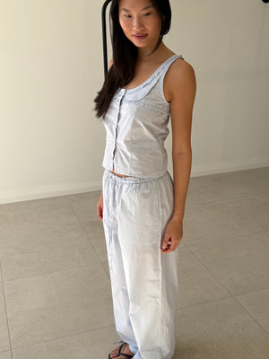 FRILLS TOP MIST STRIPE