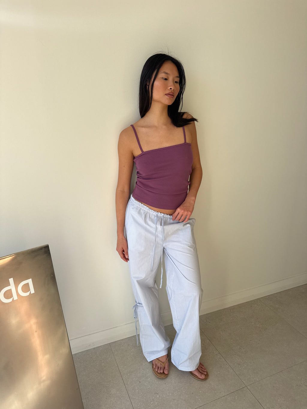 GROSGRAIN PANT MIST STRIPE