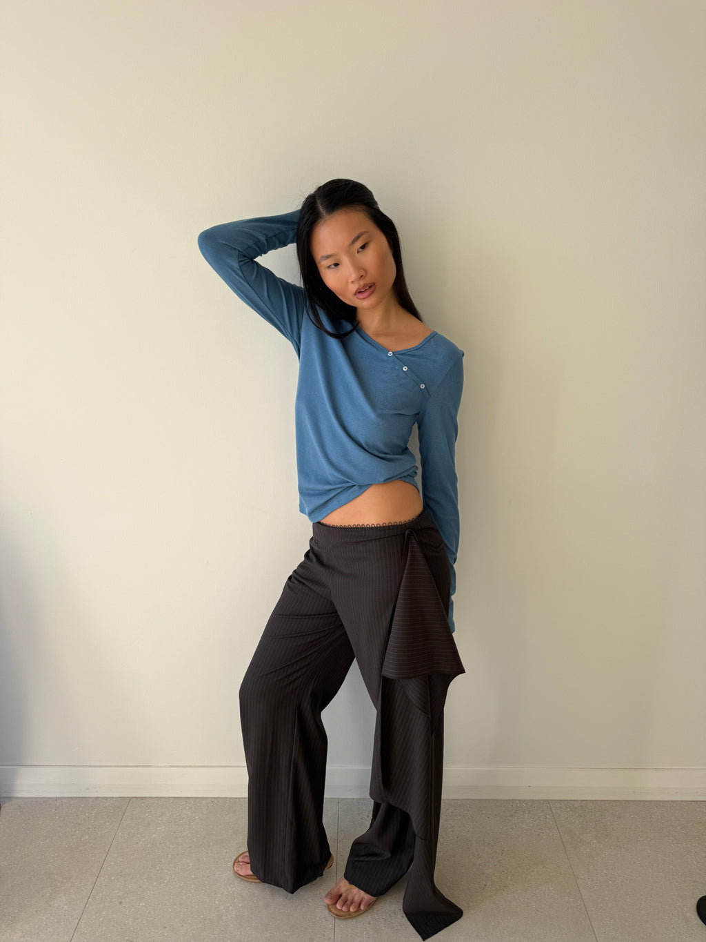 SHOULDER TIE TOP AQUA