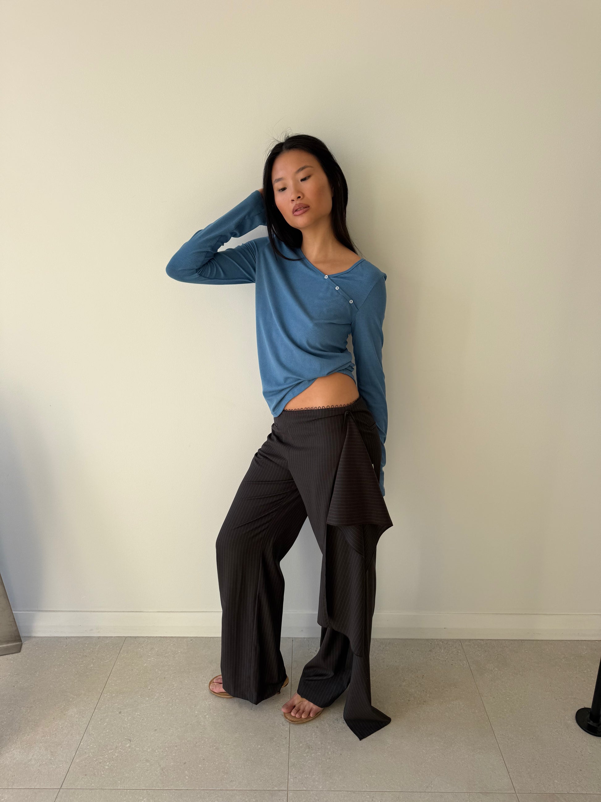 SHOULDER TIE TOP AQUA