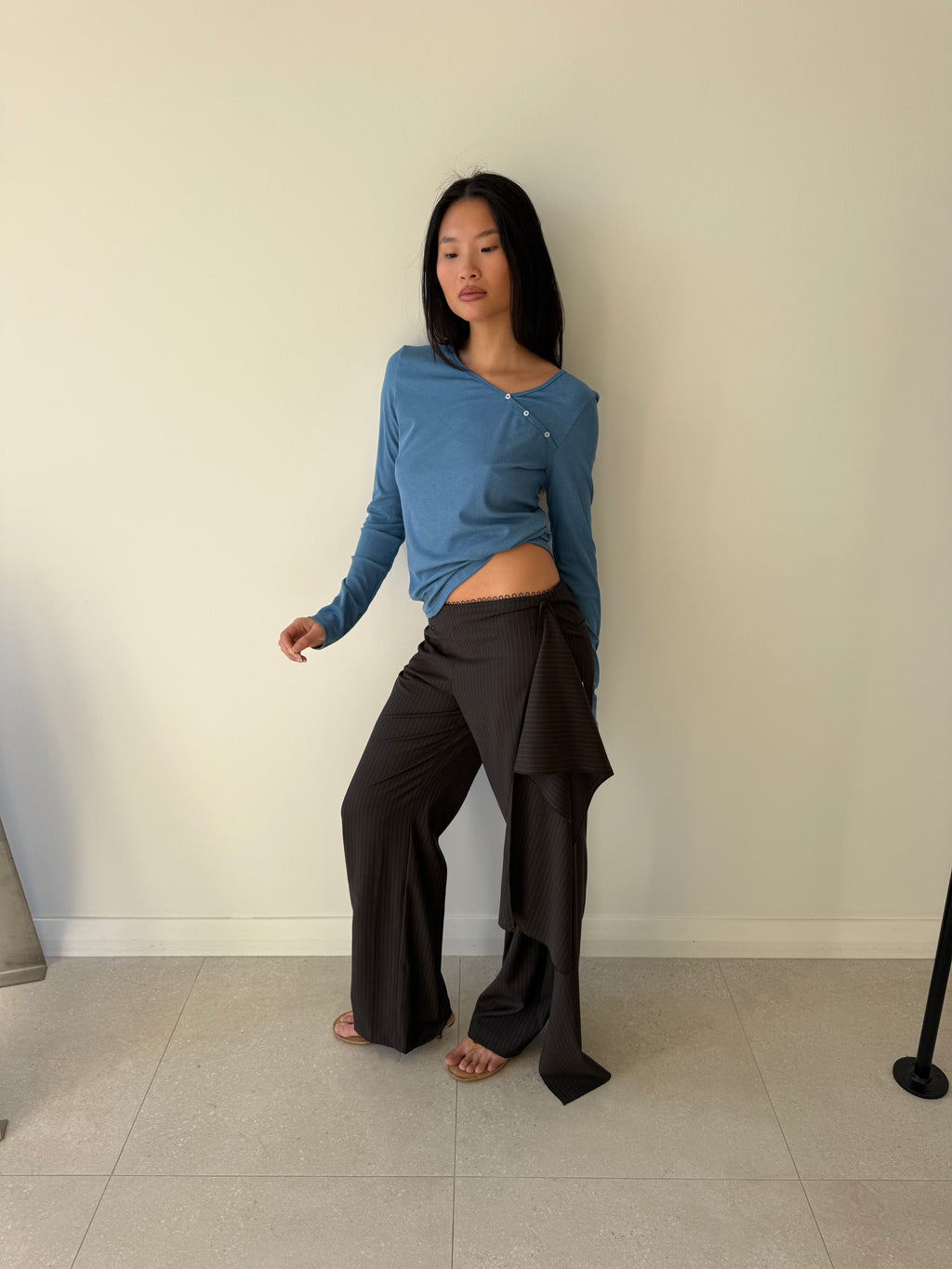 SHOULDER TIE TOP AQUA