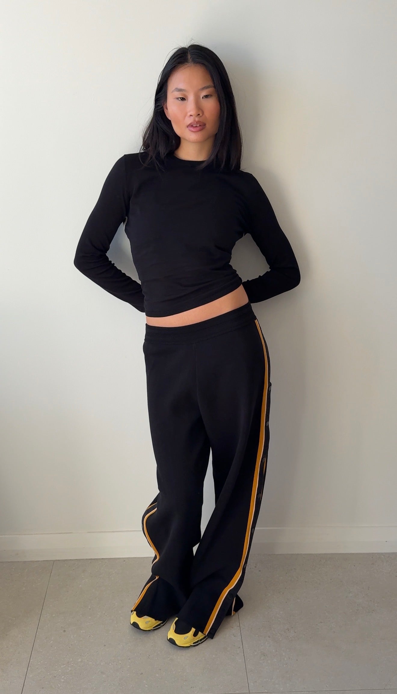 SIDE-SNAP TRACK PANT BLACK/TUMERIC – Nu Onda