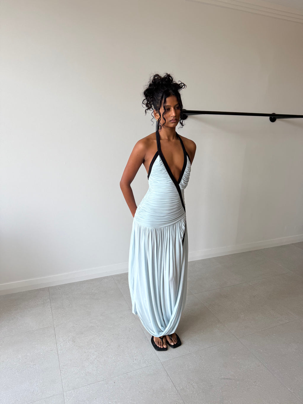 SUSPENDED JERSEY TIDAL DRESS CLEAR BLUE/BLACK