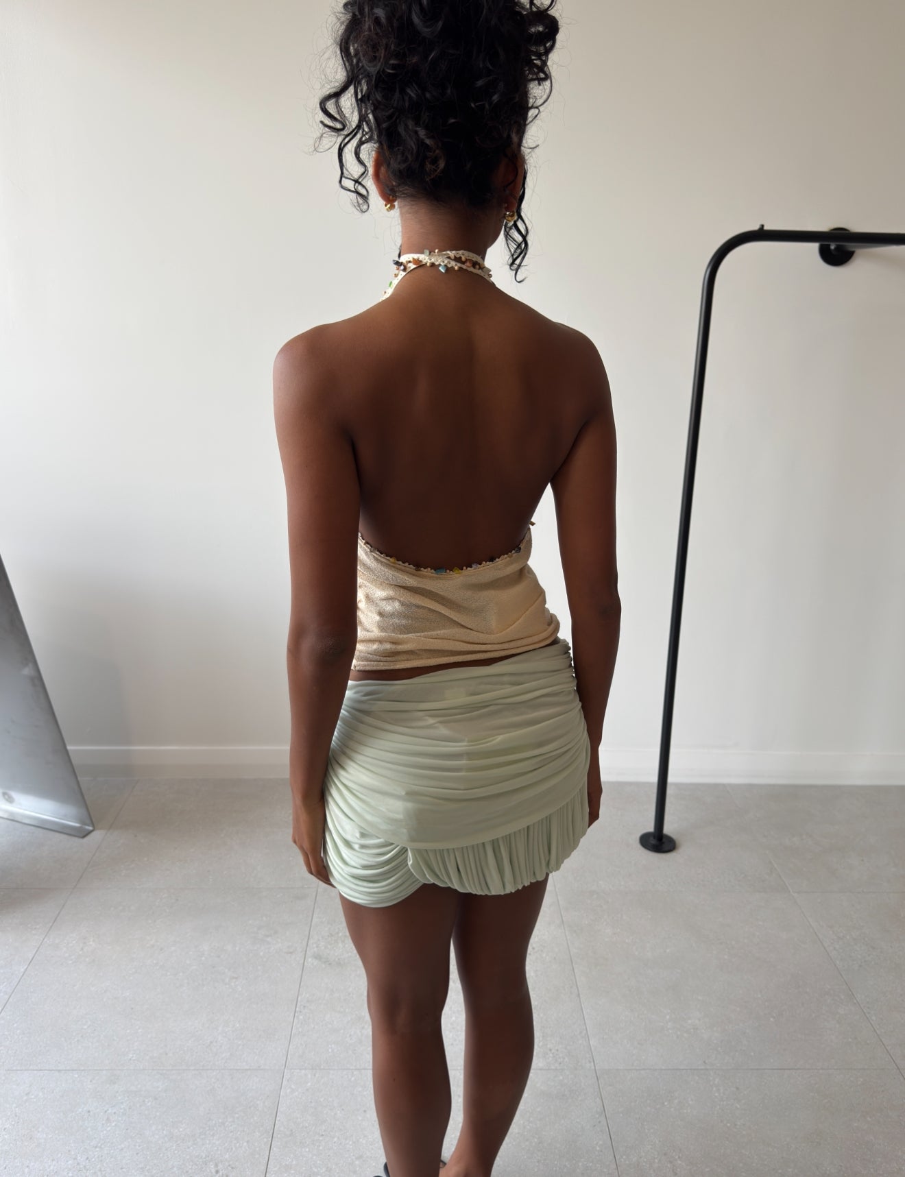 BEACH QUARTZ HALTER TANK BONE